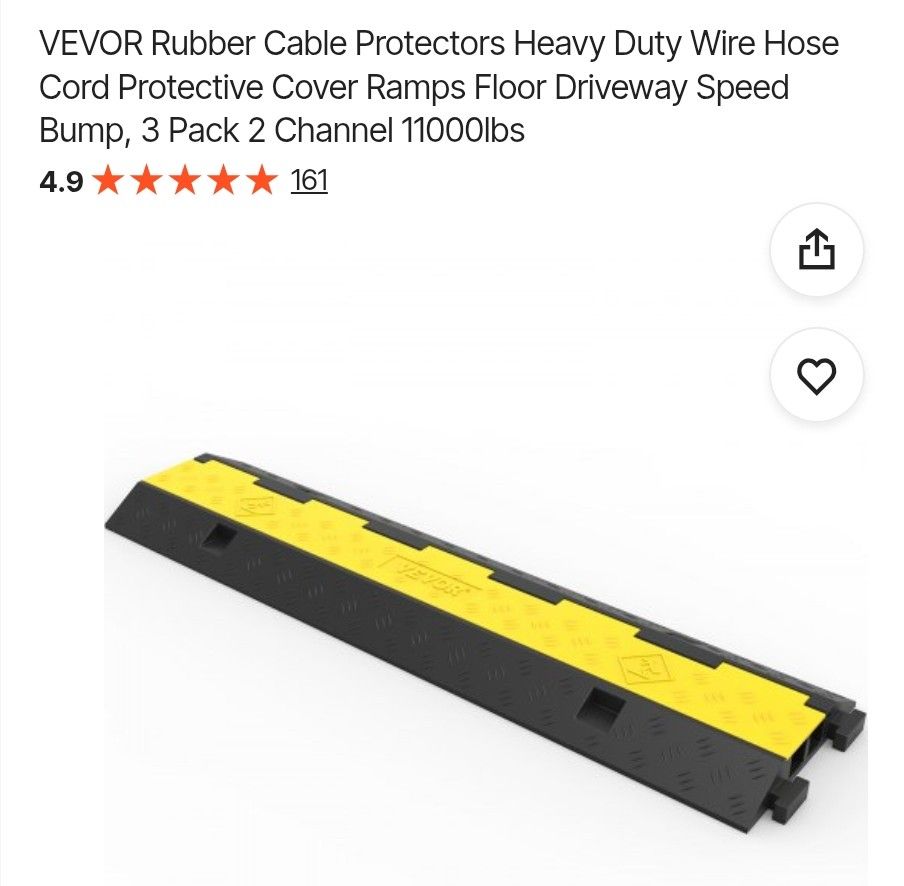 Floor Cable Protector For Protecting Electric Cables From Vehicle Tire Damage If Run Over 