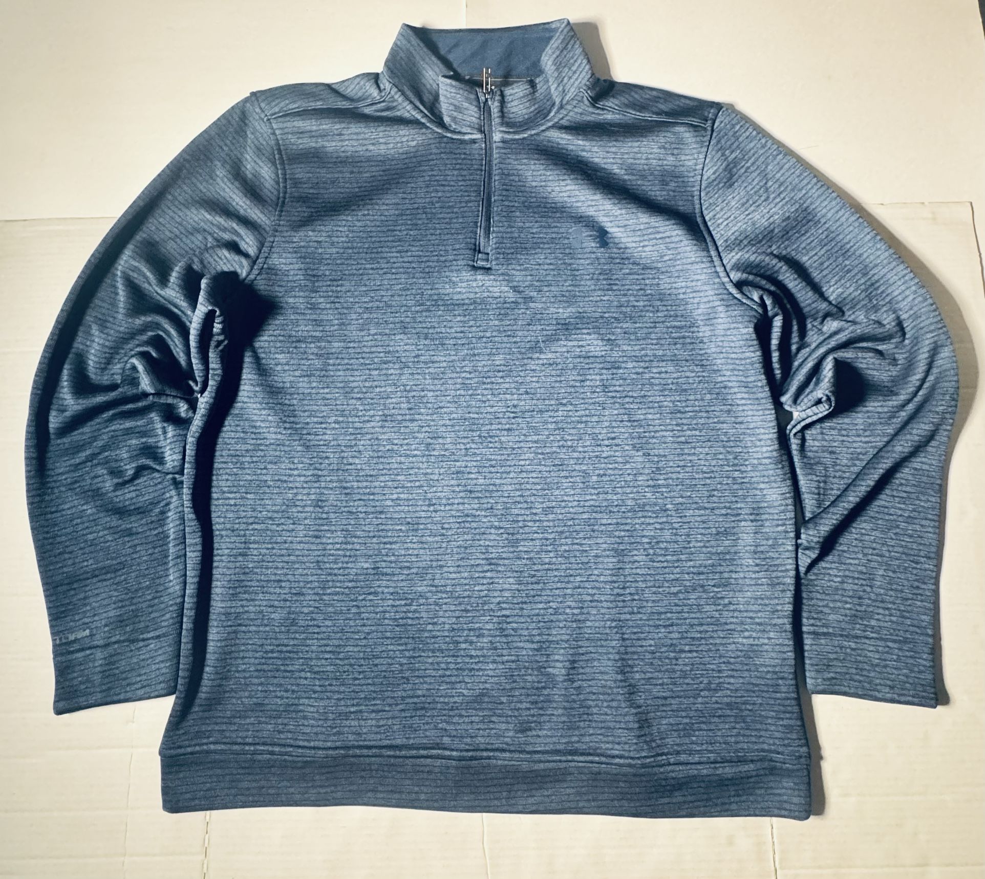 Pre Owned Excellent  Under Armour Golf  Storm  1/4 Zip  Sweatshirt  Striped Printed Navy Blue  Men  Size XL