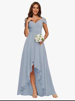 Off Shoulder Dress Dusty Blue 