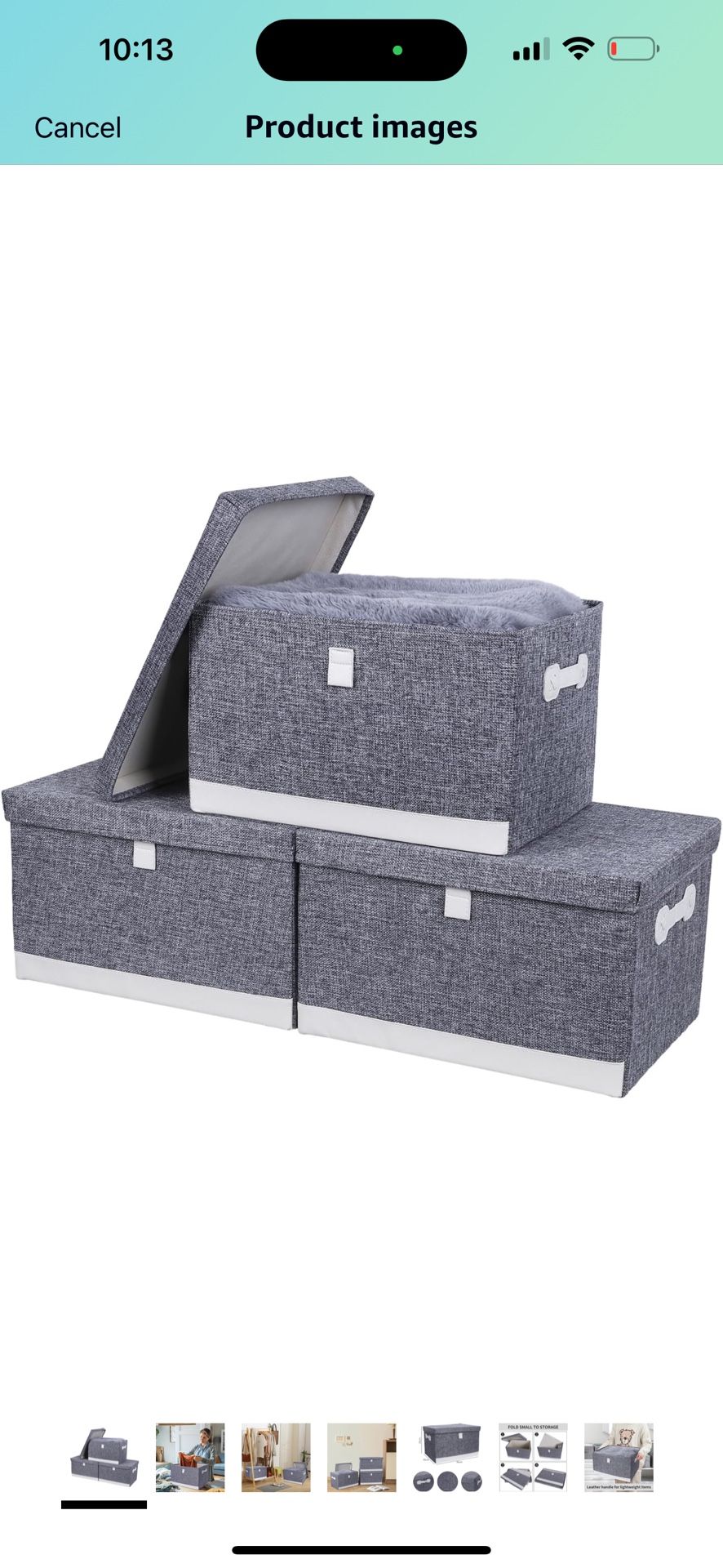 QHWLKJ 3PC Large Collapsible Storage Bins with Lids, Fabric Foldable Organizer Containers Baskets Cube with Cover for Home Bedroom Closet Office $20