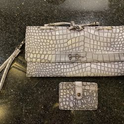 Jessica Simpson Clutch Wristlet Grey 11x16” with Card Wallet
