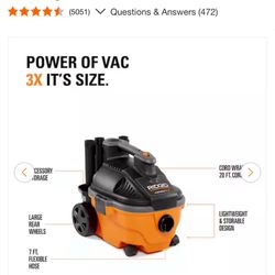 RIDGID 4 Gal. 5.0 Peak HP Portable Shop Vacuum 