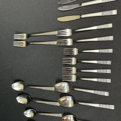 Vintage MCM Claudia Stainless by Present Flatware Korea Forks Spoons 18 Pcs 