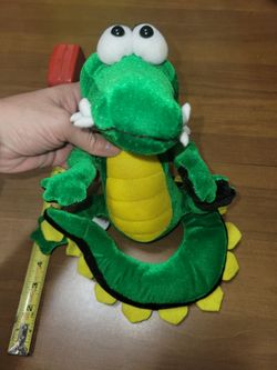 B J Toy Co Disney Plush Alligator Green & Yellow 15" Stuffed Animal Toy