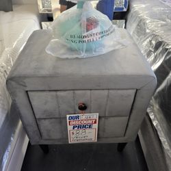 new velvet smooth beautiful 2 drawer gray nightstand visit us we're open every day from 10am to 7pm 