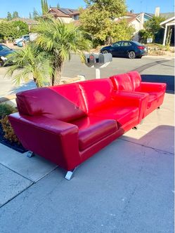Red Leather Sofa and Loveseat Set