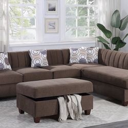 Sectional Sofa Set With Ottoman 