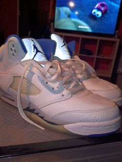 Air Jordan 5 White Blue Sneakers size 7