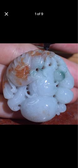 Tri-color 3 colors Certificate Jadeite Jade beautiful Phoenix healthy gourd Ruyi pendant