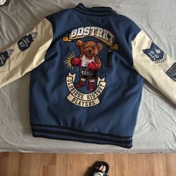 Blue Boxing Bear Varsity Jacket 