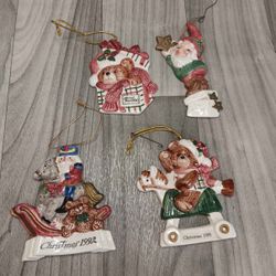 Fitz & Floyd Vintage Porcelain Christmas Ornaments Hand Painted