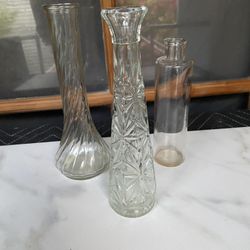 Three Small Vintage Glass Vases 