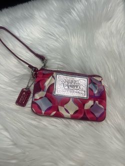 Coach poppy wristlet  women’s pink purple metallic  sati Gem