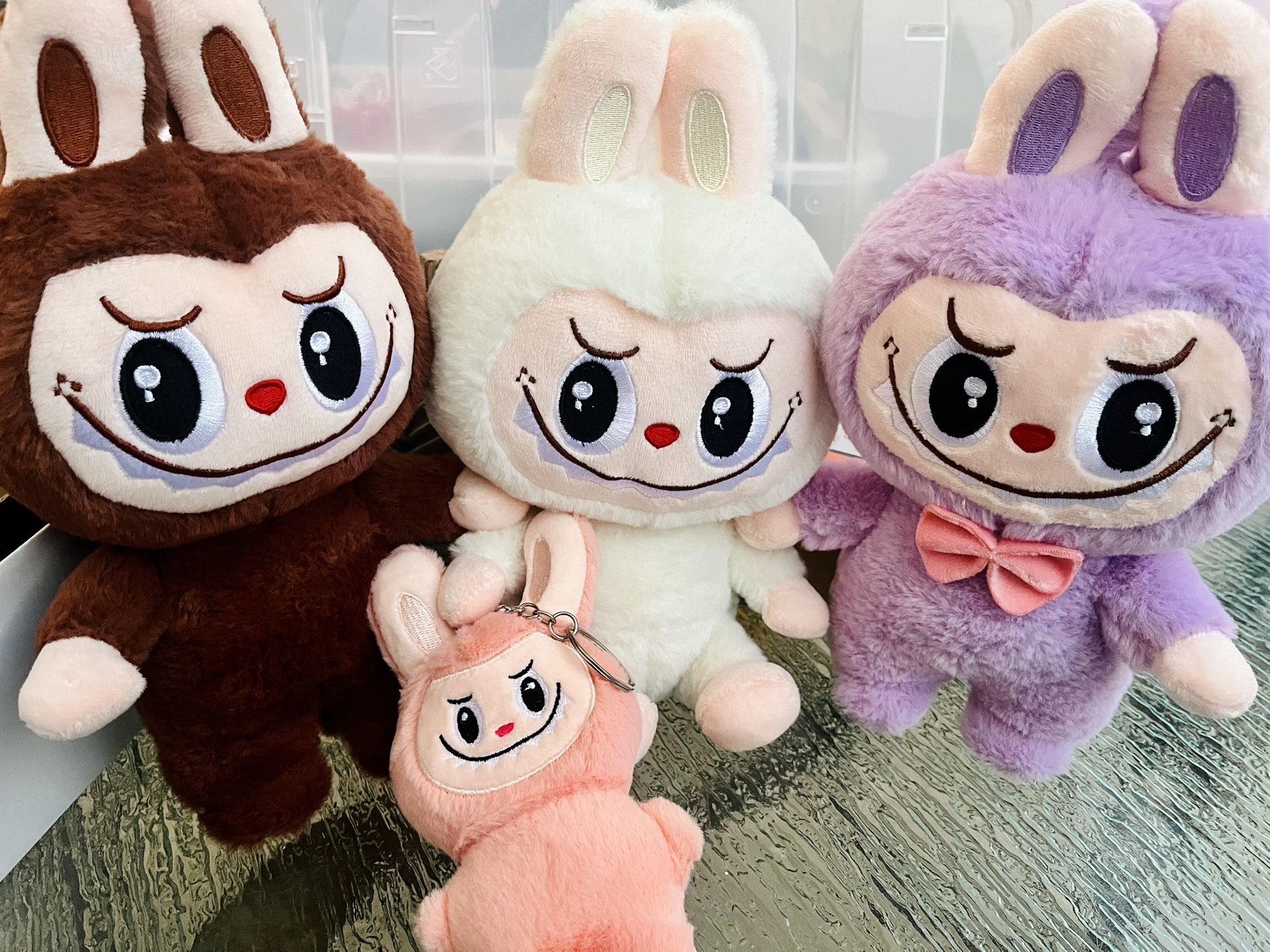 3 New Labubu Plushies & Monster Keychain 