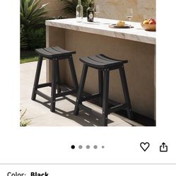 Ciokea 2 Set 24" Outdoor Bar Stools Heavy Duty HDPE Counter Height Bar Stools Weatherproof Patio Seats Modern Waterproof BarStools for Bar Deck Balcon