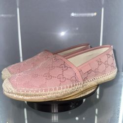 NEW IN BOX GUCCI Style#466902 MICROGUCCISSIMA SOFT PINK ESPADRILLES 