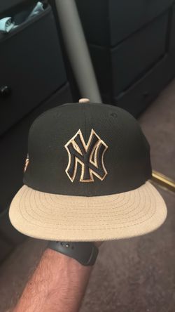 7 1/4 Black and Tan Yankees fitted hat