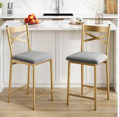 Counter height set of two barstools with cushion