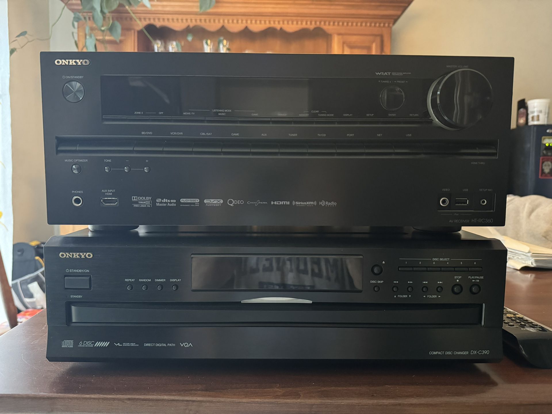Onkyo Receiver And 6 Disk CD Changer