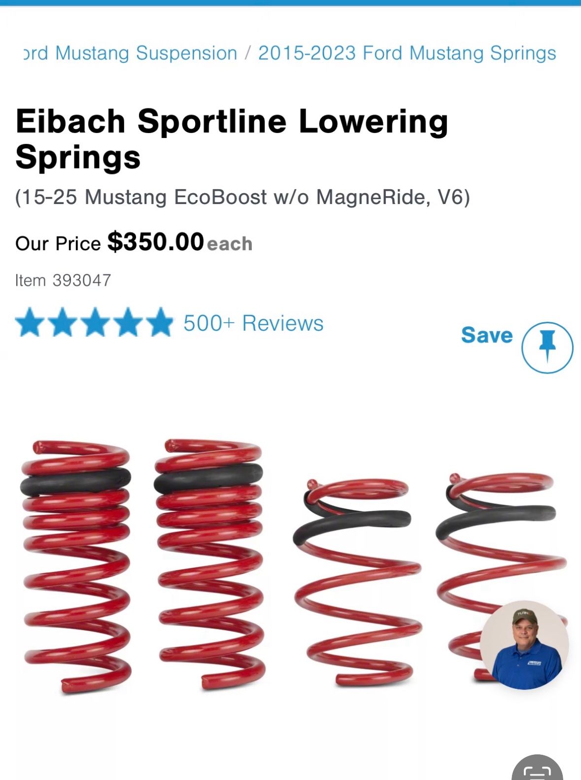 Mustang Eibach Sportline Lowering Springs