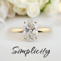 14k gold 1.17ct oval lab diamond solitaire engagement ring