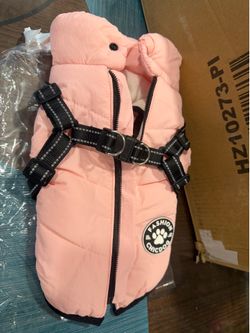 Lightweight Turtleneck Warm Cold-Proof Dog Jacket with Zipper Harness for Pugs Shiba Inus Schnauzers Chihuahuas