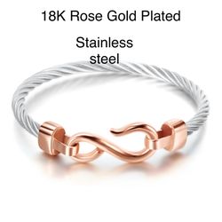 Bangle Stainless Steel 18K Rose Gold Plated Unisex Inner Diameter 2.5 “
