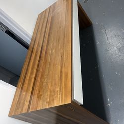 Modern Butcher-Block Desk with Deep Storage Drawers — 73” L × 30” W × 29.5” H
