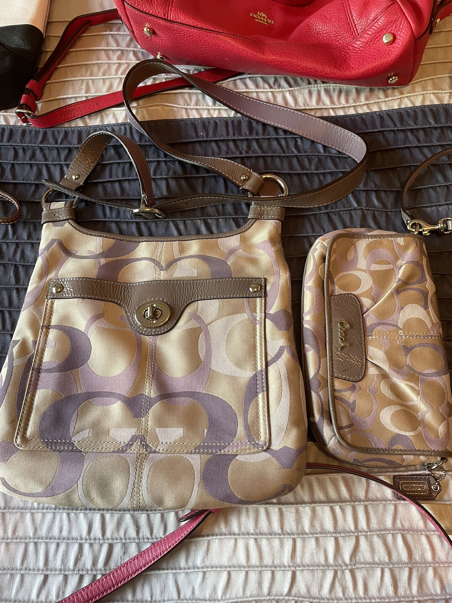 Coach Purse And Wristlet Set.