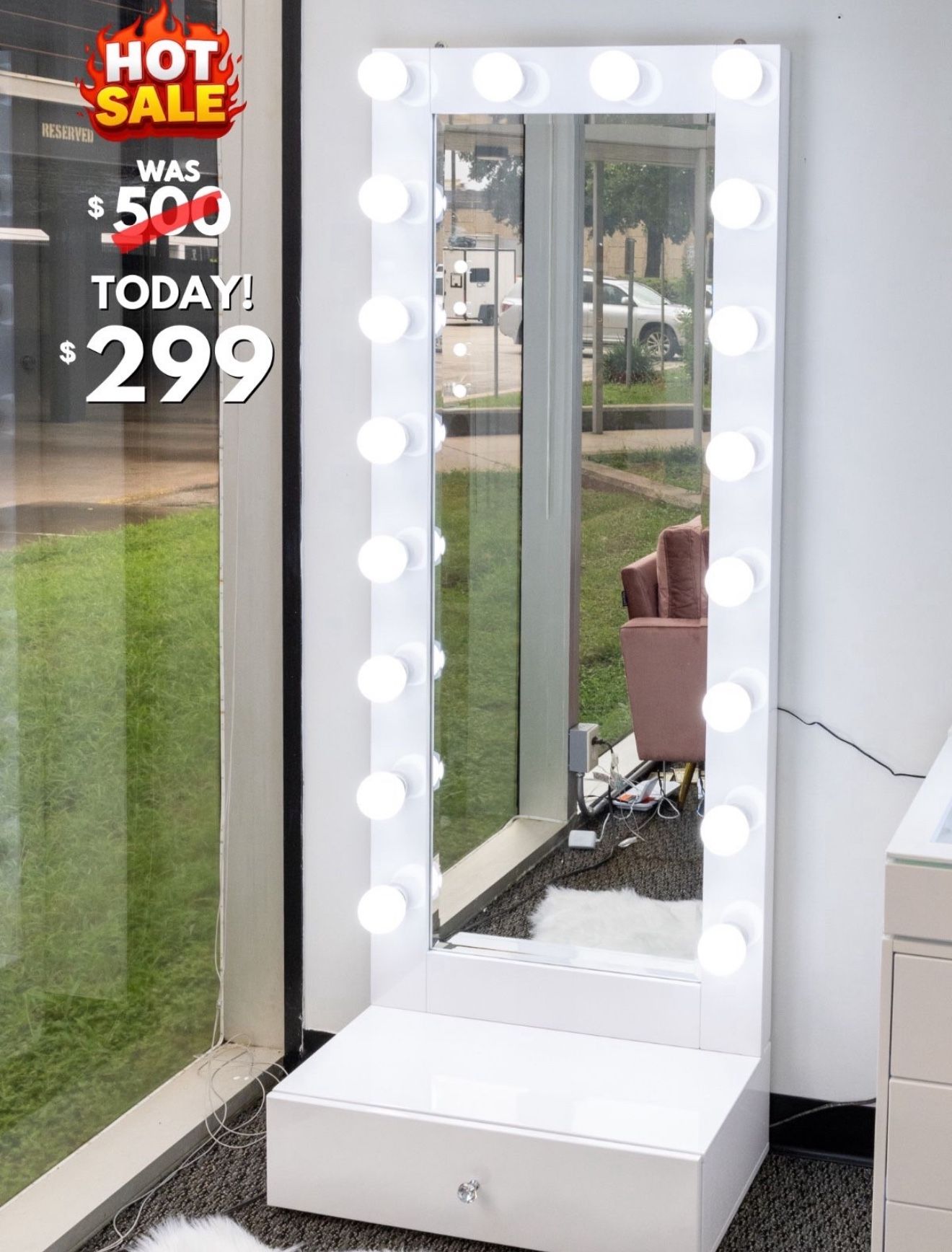 Full Body Length Mirror W Storage Drawer