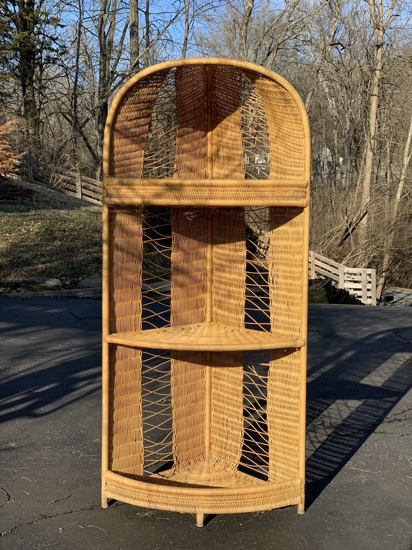 Vintage Wicker Shelving Unit