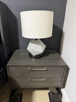 Set of 1 Modern Nightstands + Lamp Included