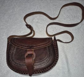 Vintage Hand Tooled Leather Saddle Bag Crossbody Boho Western 70s