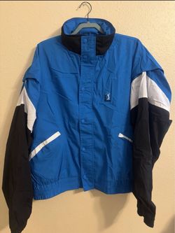 PGA Tour Men's Colorblock Windbreaker Jacket Blue/Black/White Full Zip Snap 2XL