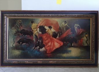 German- American painter Julian Ritter's painting reproduction. The bullfighter. Vintage.