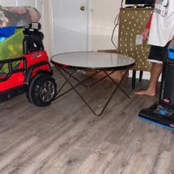 Round Glass Table With  Gold Trim