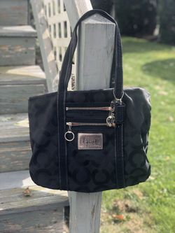 Authentic Coach Poppy Signature Tote Bag Black