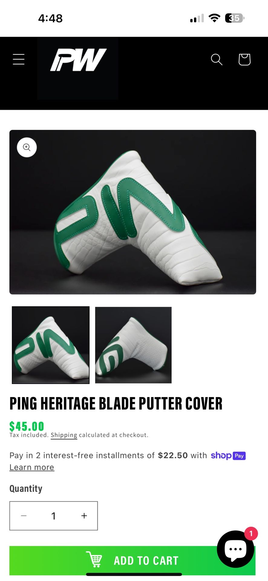 PING HERITAGE BLADE PUTTER COVER **NEW** Limited Edition w/mag closure