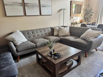 2 - Piece Gray colour fabric Sectional Sofa set