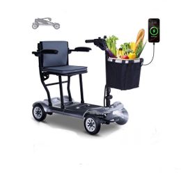 Ultra Light Mobility Scooter for Seniors, 39.7lbs, TSA Approved Fits Car Trunk, 18.6Mi with 2 Lithium Batteries, 270W Motor, All-Terrain, USB Charging