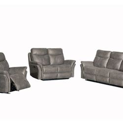 Salix Reclining Grey Living Room Set

