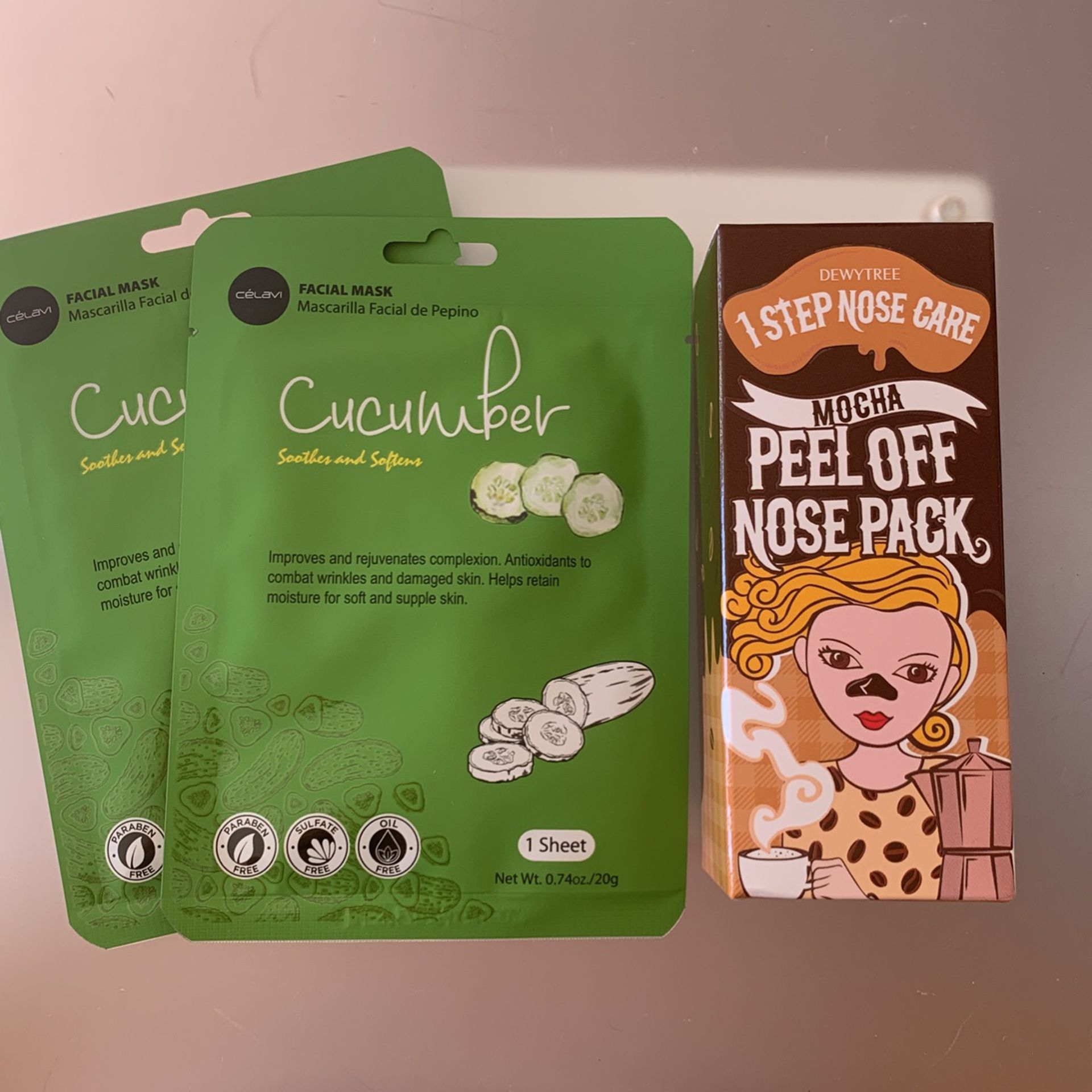 Brand New Mocha Peel Off Nose Pack And Cucumber Masks