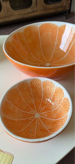 Orange Slice Ceramic Bowl Set of 2