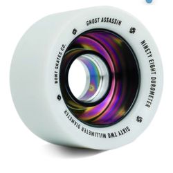 Bont Ghost Assassin Roller Skate Wheels | 62mm 98A | Aluminum Hub | Jam & Speed Skating | Indoor | Set of 4 wheels | White