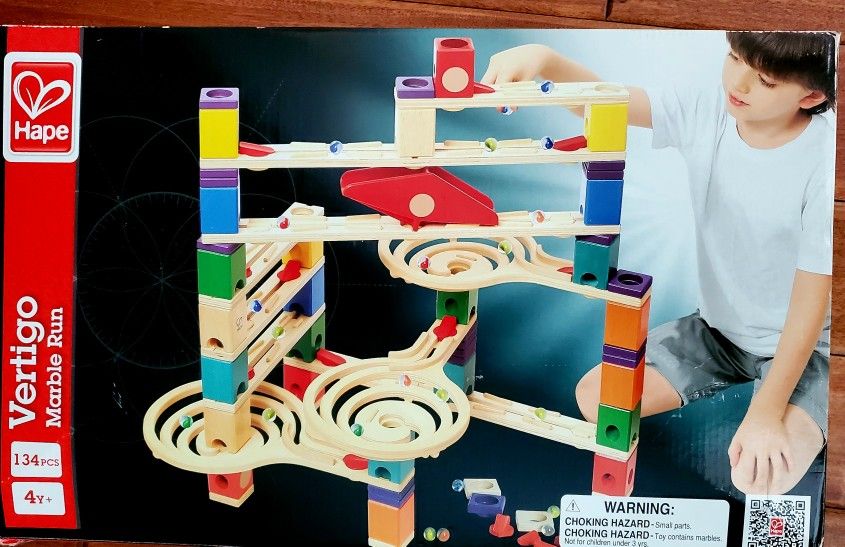 Vertigo Wooden Marble Run Set – Classic 100+ Piece Track Builder – STEM Balance Toy – NEW in Box