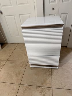 White Ribbed Dresser with Chrome Accents
