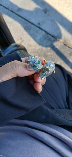 Panther Head Crystal Clip-On Earrings