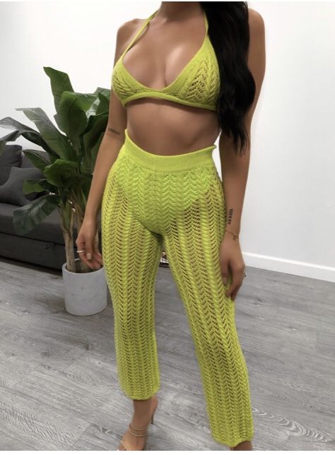 Neon green two piece