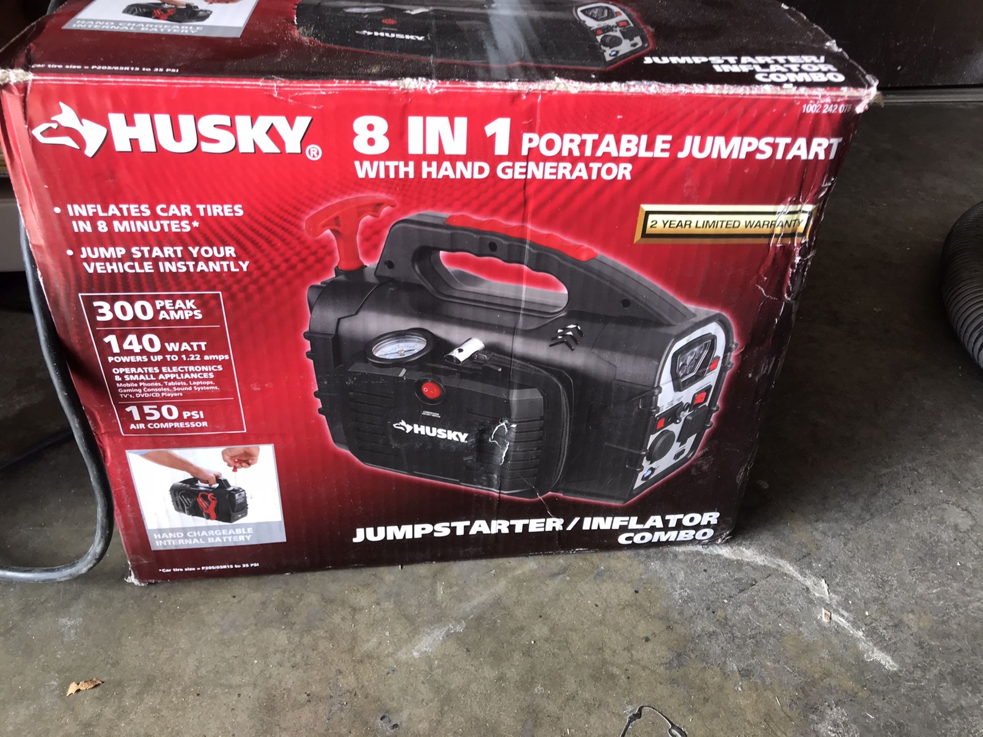 Husku 8 in 1 Portable Jumpstart with Hand Generator