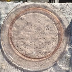 Antique Pink Cake Platter 2 Plates And Glass